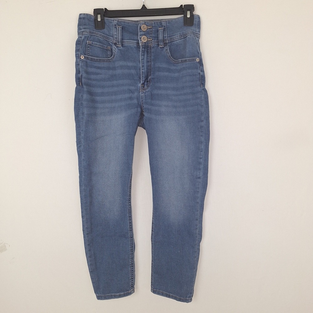 Y2K Denim Jeans No Boundaries Size 11 High Rise Skinny Medium Wash Two Button